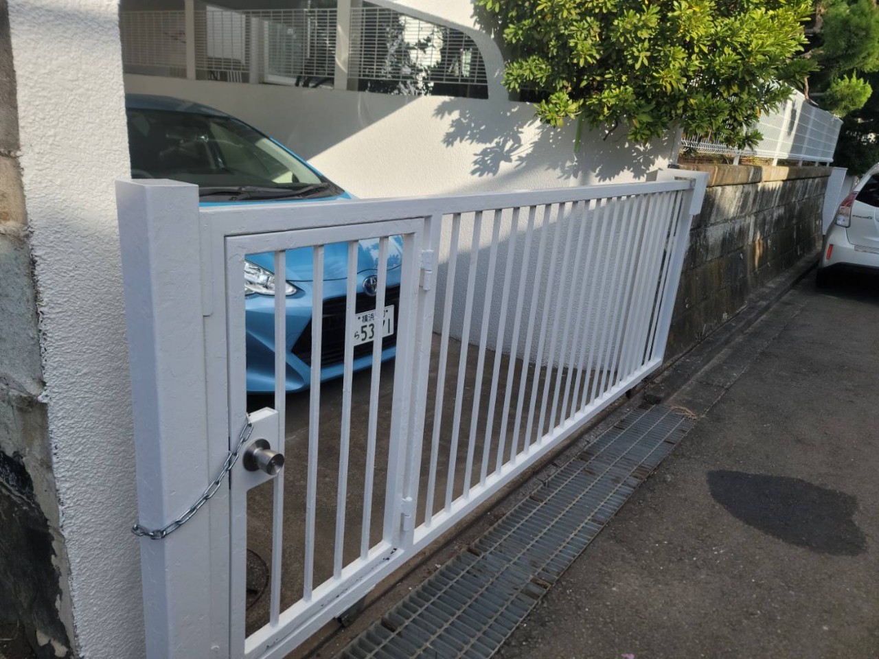 横浜市旭区　T様邸　カーゲート　フェンス　擁壁　塗装しました。